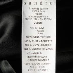Sandro Black Wool & Leather Zip Front  Jacket S