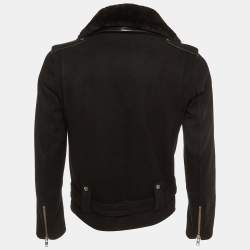 Sandro Black Wool & Leather Zip Front  Jacket S