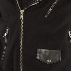 Sandro Black Wool & Leather Zip Front  Jacket S