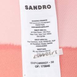 Pre Owned Sandro Orange Flowing Striped Crepe Short Sleeve Shirt M