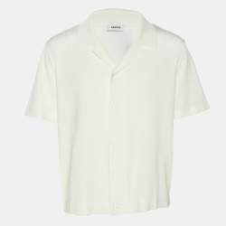 Pre Owned Sandro Off White Stretch Knit Button Front Shirt L