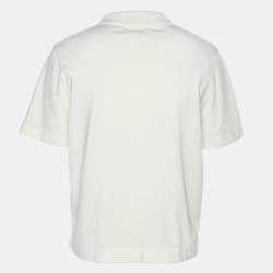 Pre Owned Sandro Off White Stretch Knit Button Front Shirt L