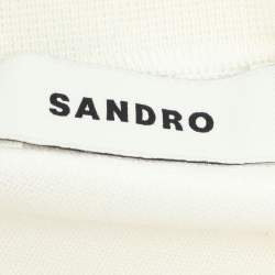 Pre Owned Sandro Off White Stretch Knit Button Front Shirt L