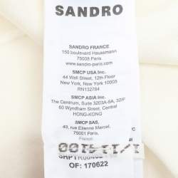 Pre Owned Sandro Off White Stretch Knit Button Front Shirt L