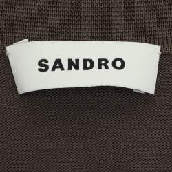 Pre Owned Sandro Grey Stretch Knit Polo T-Shirt M