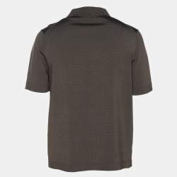 Pre Owned Sandro Grey Stretch Knit Polo T-Shirt M