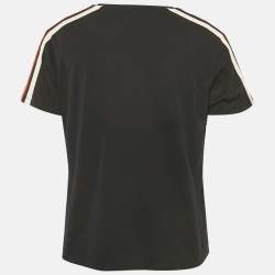 مملوكة مسبقًا Sandro Navy Blue Jersey Shoulder Stripe Detail T-shirt L