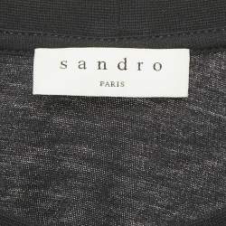 مملوكة مسبقًا Sandro Navy Blue Jersey Shoulder Stripe Detail T-shirt L
