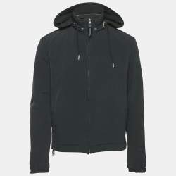مملوكة مسبقًا Sandro Navy Blue Twill Technical Fabric Hooded Jacket M