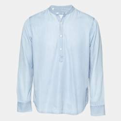 Pre Owned سندرو قميص شامبراي أزرق بياقة ماندارين كبير