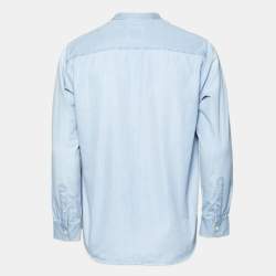 Pre Owned سندرو قميص شامبراي أزرق بياقة ماندارين كبير