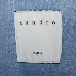 Pre Owned سندرو قميص شامبراي أزرق بياقة ماندارين كبير