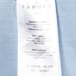 Pre Owned سندرو قميص شامبراي أزرق بياقة ماندارين كبير