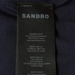 Pre Owned Sandro Navy Blue Jersey 4S Patch T-Shirt XL