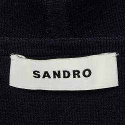 Pre Owned Sandro Navy Blue Jersey Zip Up Hoodie and Track Pants Set L/XL