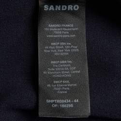 Pre Owned Sandro Navy Blue Jersey Zip Up Hoodie and Track Pants Set L/XL