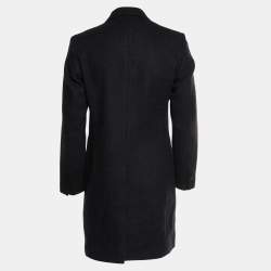 Pre Owned Sandro Grey Felt Wool Blend Single Breasted Coat M