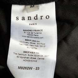 Pre Owned Sandro Grey Felt Wool Blend Single Breasted Coat M