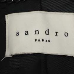 Pre Owned Sandro Black Leather and Shearling Biker Jacket L
