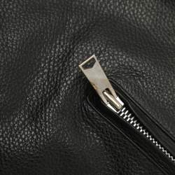 Pre Owned Sandro Black Leather and Shearling Biker Jacket L
