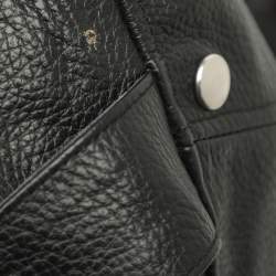 Pre Owned Sandro Black Leather and Shearling Biker Jacket L