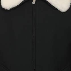 Pre Owned Sandro Navy Blue/White Wool Blend Removable Collar Jacket M