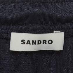 Pre Owned Sandro Teal Blue Side Trim Detail Jersey Jogger Pants M