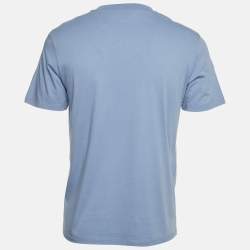 Pre Owned Sandro Blue Horse Embroidered Jersey Pocket T-Shirt S