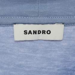 Pre Owned Sandro Blue Horse Embroidered Jersey Pocket T-Shirt S
