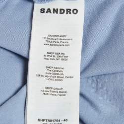 Pre Owned Sandro Blue Horse Embroidered Jersey Pocket T-Shirt S