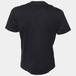 Pre Owned Sandro Black Flocked Hero Print Jersey Slim Fit T-Shirt L