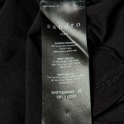 Pre Owned Sandro Black Logo Embroidered Jersey Crewneck T-Shirt M
