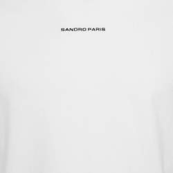 مملوكة مسبقًا Sandro White Logo Embroidered Jersey Crewneck T-Shirt M