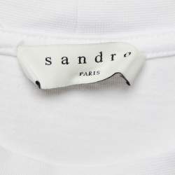 مملوكة مسبقًا Sandro White Logo Embroidered Jersey Crewneck T-Shirt M