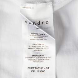 مملوكة مسبقًا Sandro White Logo Embroidered Jersey Crewneck T-Shirt M