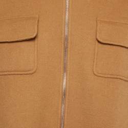 Pre Owned Sandro Brown Wool Blend Zip Up Long Sleeve Jacket XXL