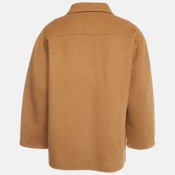 Pre Owned Sandro Brown Wool Blend Zip Up Long Sleeve Jacket XXL