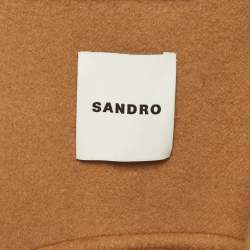Pre Owned Sandro Brown Wool Blend Zip Up Long Sleeve Jacket XXL