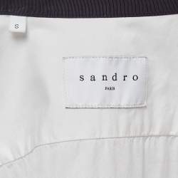 Pre Owned Sandro White Contrast Band Collar Cotton Shirt S