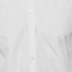 Pre Owned Sandro White Contrast Band Collar Cotton Shirt S
