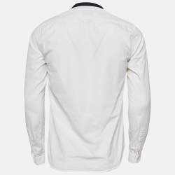 Pre Owned Sandro White Contrast Band Collar Cotton Shirt S