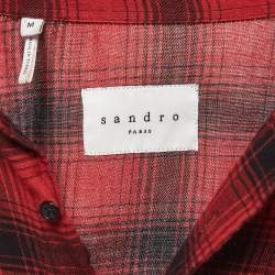 Sandro Red Plaid Cotton Long Sleeve Shirt M