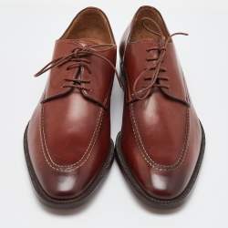 Pre Owned Santoni Brown Leather Lace Up Derby Size 41