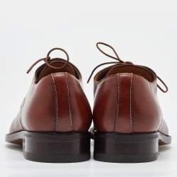 Pre Owned Santoni Brown Leather Lace Up Derby Size 41