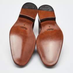 Pre Owned Santoni Brown Leather Lace Up Derby Size 41
