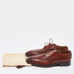 Pre Owned Santoni Brown Leather Lace Up Derby Size 41