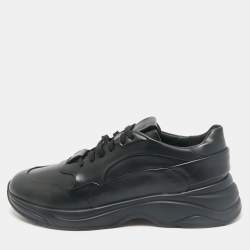 Santoni Black Leather Low Top Sneakers Size 45