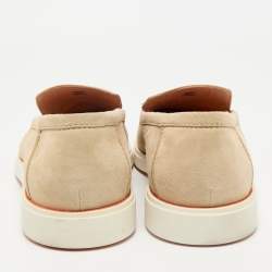 Santoni Beige Suede Slip On Loafers Size 44