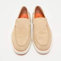 Santoni Beige Suede Slip On Loafers Size 44