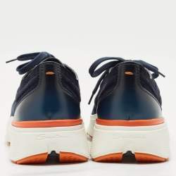 Santoni Navy Blue Suede Bounce Low Top Sneakers Size 45